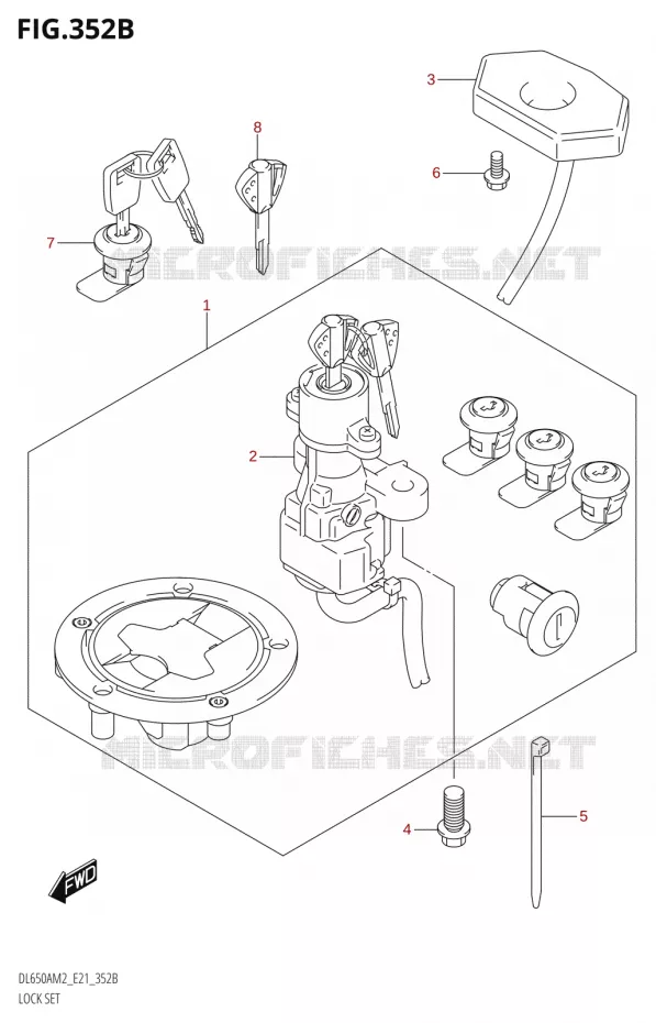 KIT SERRURE (FOR TOP CASE,SIDE CASE) Suzuki MOTO 650 V-STROM 2022  DL650AU M2 / DL650XAUE M2 (E21)