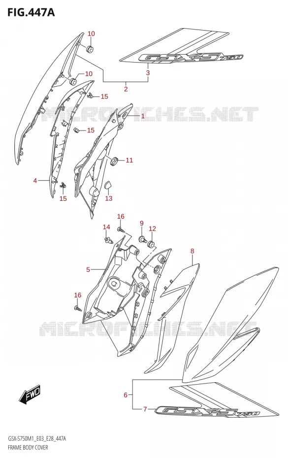 CARENAGES (GSX-S750,GSX-S750A) Suzuki MOTO 750 GSX-S 2021  GSX-S750 / GSX-S750Z /​ GSX-S750A / ​GSX-S750ZA (E03 E28 )