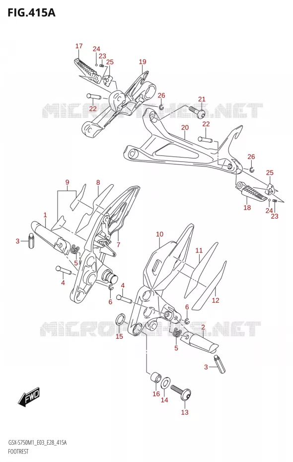 REPOSE PIED Suzuki MOTO 750 GSX-S 2021  GSX-S750 / GSX-S750Z /​ GSX-S750A / ​GSX-S750ZA (E03 E28 )