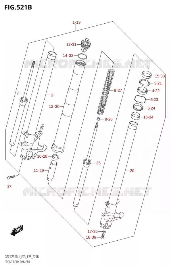 FOURCHE (GSX-S750Z,GSX-S750ZA) Suzuki MOTO 750 GSX-S 2021  GSX-S750 / GSX-S750Z /​ GSX-S750A / ​GSX-S750ZA (E03 E28 )