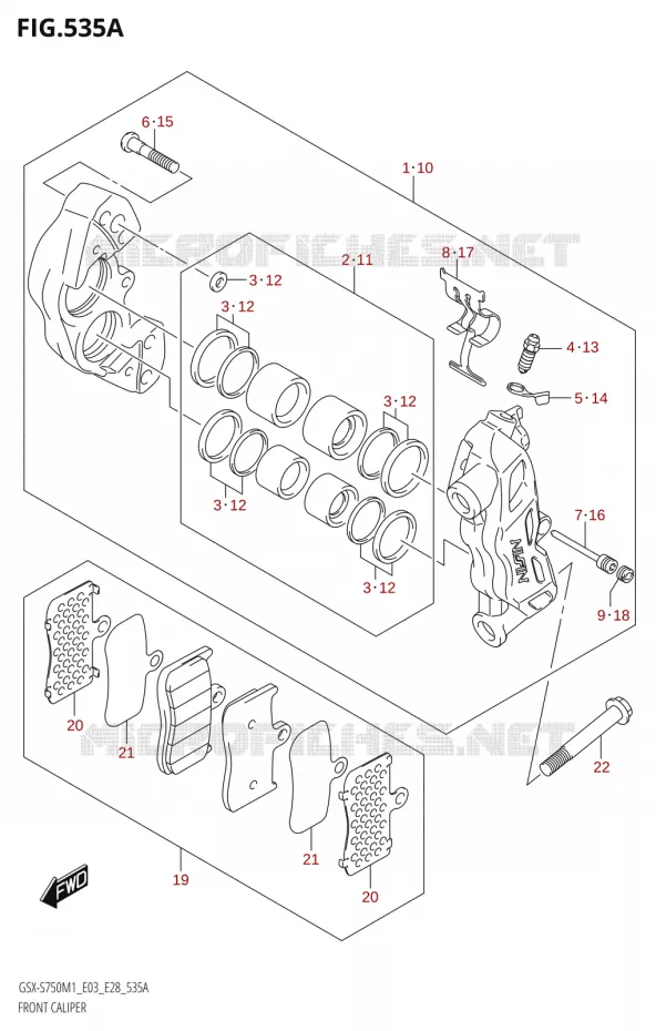ETRIER DE FREIN AVANT Suzuki MOTO 750 GSX-S 2021  GSX-S750 / GSX-S750Z /​ GSX-S750A / ​GSX-S750ZA (E03 E28 )