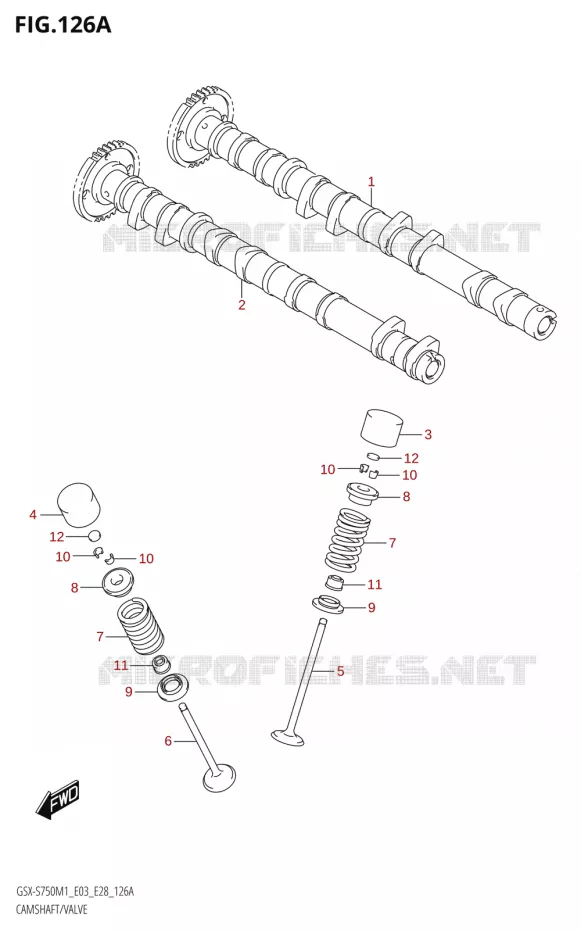 ARBRE A CAMES - SOUPAPES Suzuki MOTO 750 GSX-S 2021  GSX-S750 / GSX-S750Z /​ GSX-S750A / ​GSX-S750ZA (E03 E28 )