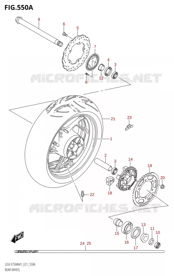 ROUE ARRIERE-S750ZA,GSX-S750UQZ,GSX-S750WQZ) Suzuki MOTO 750 GSX-S 2021  GSX-S750A /​GSX-S750ZA M1 (E21)