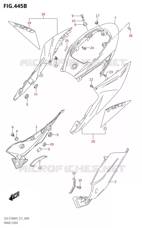 CARENAGES ARRIEREX-S750ZA,GSX-S750UQZ,GSX-S750WQZ) Suzuki MOTO 750 GSX-S 2021  GSX-S750A /​GSX-S750ZA M1 (E21)