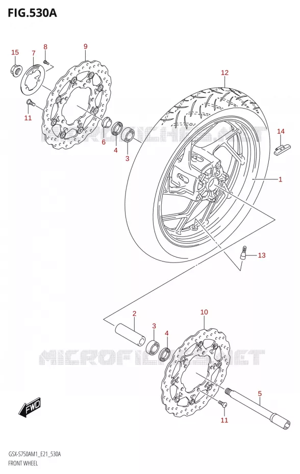 ROUE AVANT (GSX-S750A,GSX-S750UQ,GSX-S750WQ) Suzuki MOTO 750 GSX-S 2021  GSX-S750UQ / ​GSX-S750UQZ M1 (E21)
