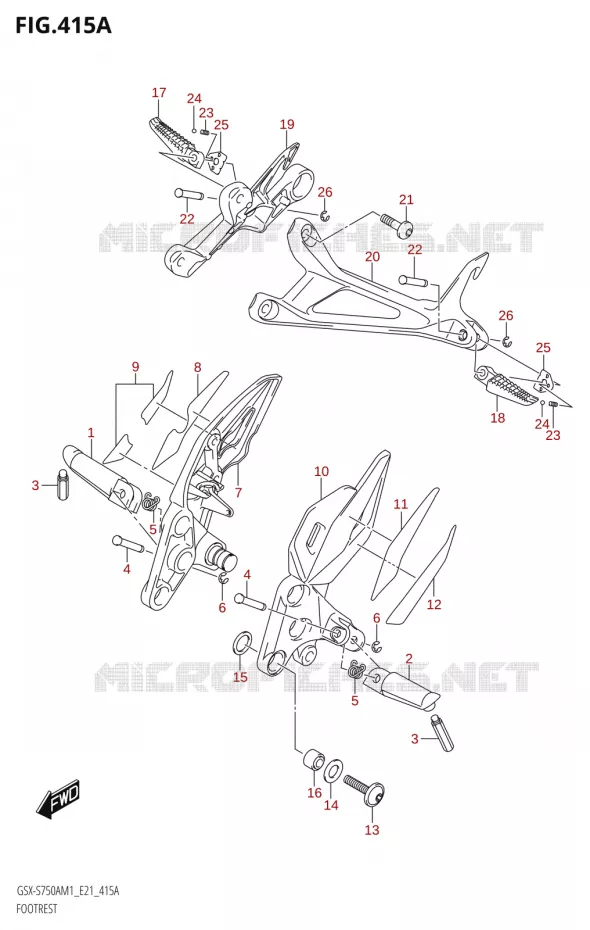 REPOSE PIED Suzuki MOTO 750 GSX-S 2021  GSX-S750UQ / ​GSX-S750UQZ M1 (E21)
