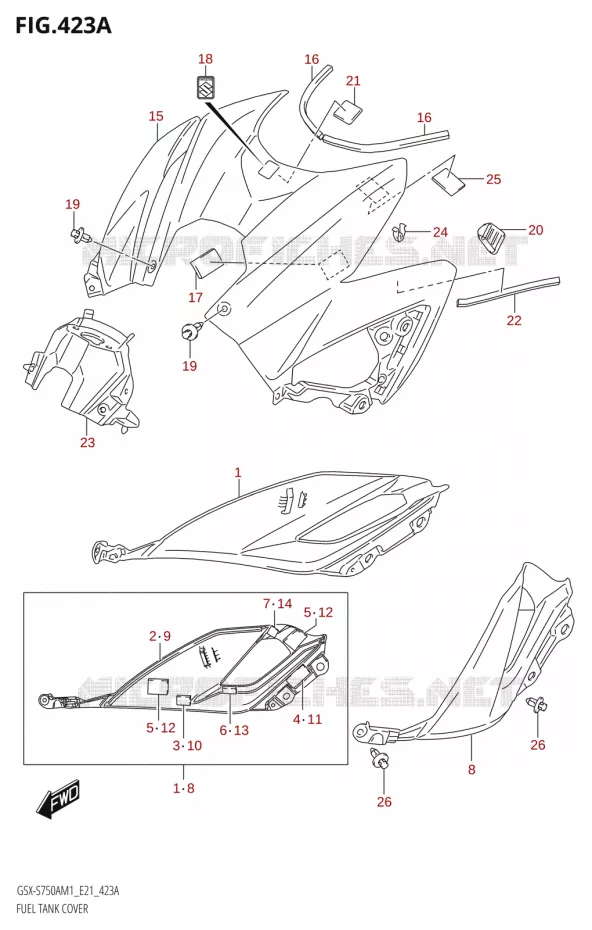RESERVOIR D'ESSENCE - COUVERCLESX-S750UQ,GSX-S750WQ) Suzuki MOTO 750 GSX-S 2021  GSX-S750UQ / ​GSX-S750UQZ M1 (E21)