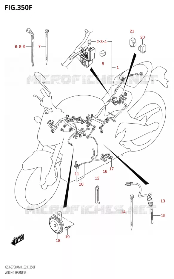 FAISCEAU ELECTRIQUEE NOTE 1) Suzuki MOTO 750 GSX-S 2021  GSX-S750UQ / ​GSX-S750UQZ M1 (E21)