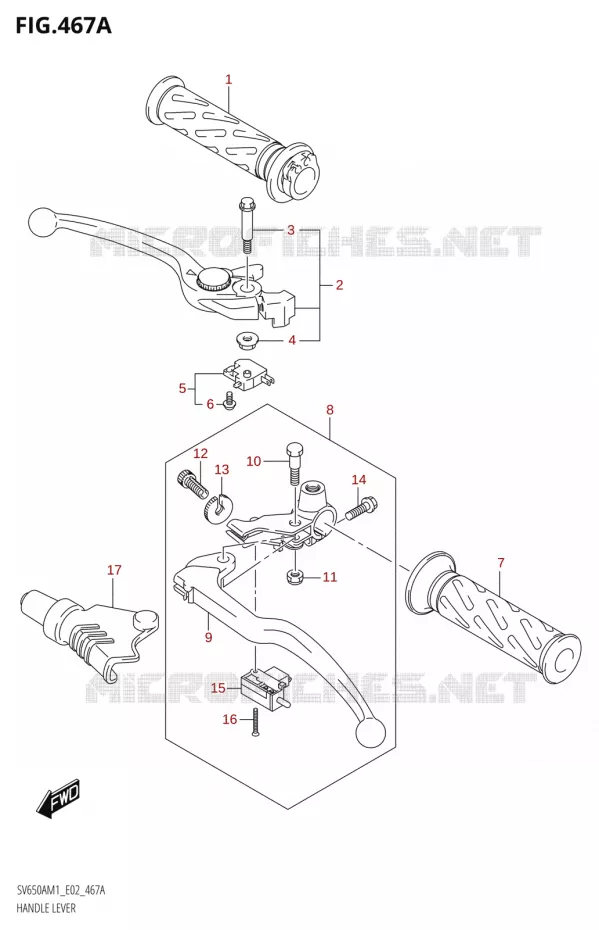 LEVIERS - POIGNEES Suzuki MOTO 650 SV 2021  SV650A M1 (E19)