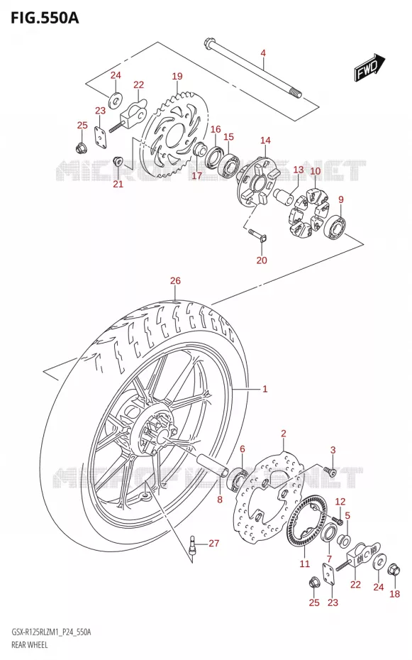 ROUE ARRIERE Suzuki MOTO 125 GSX-R 2021  GSX-R125RLZ M1 (P24)
