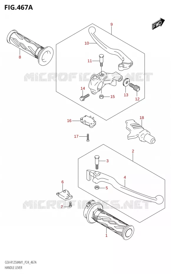 ENSEMBLE LEVIERS - POIGNEES Suzuki MOTO 125 GSX-R 2021  GSX-R125XA M1 (P24)