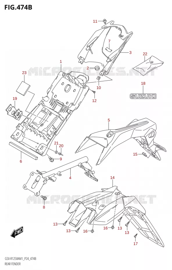 GARDE BOUE ARRIERE Suzuki MOTO 125 GSX-R 2021  GSX-R125XA M1 (P24)