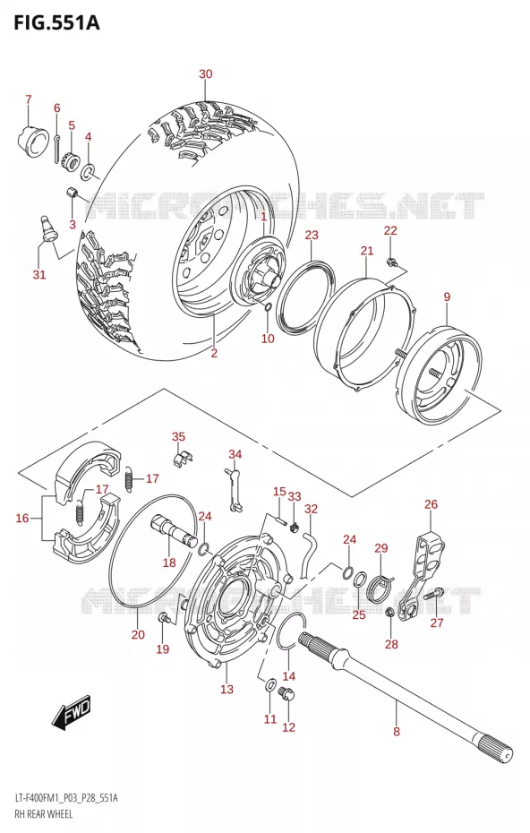 ROUE ARRIERE DROITE Suzuki QUAD 400 KINGQUAD 2021  LT-F400F M1 (P03)