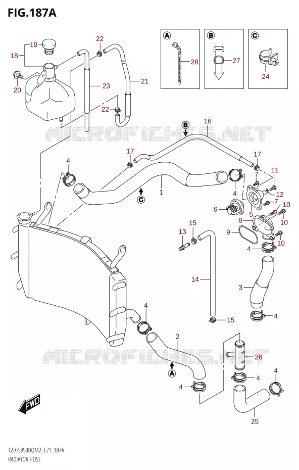 DURITES DE RADIATEUR - VASE D'EXPANSION Suzuki MOTO 950 GSX-S 2022  GSX-S950UQM2 (E21)