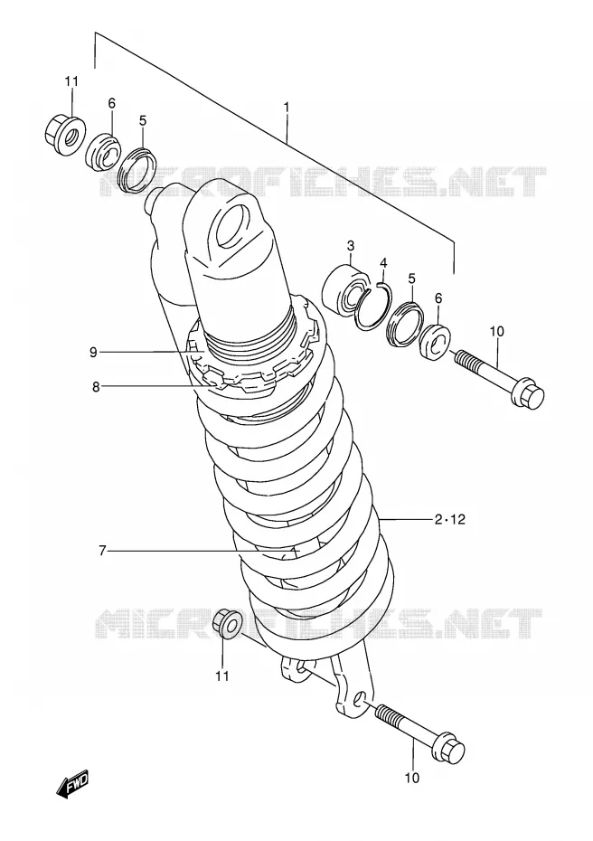 AMORTISSEUR (MODELE N) Suzuki MOTO 250 RMX 1996  RMX250T(E1)