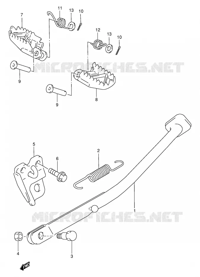 BEQUILLE - REPOSE PIED Suzuki MOTO 250 RMX 1998  RMX250W(E1)