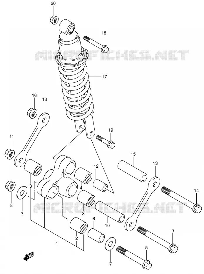 BIELLETTE DE SUSPENSION ARRIERE Suzuki MOTO 650 SV 2001  SV650K1(E2)