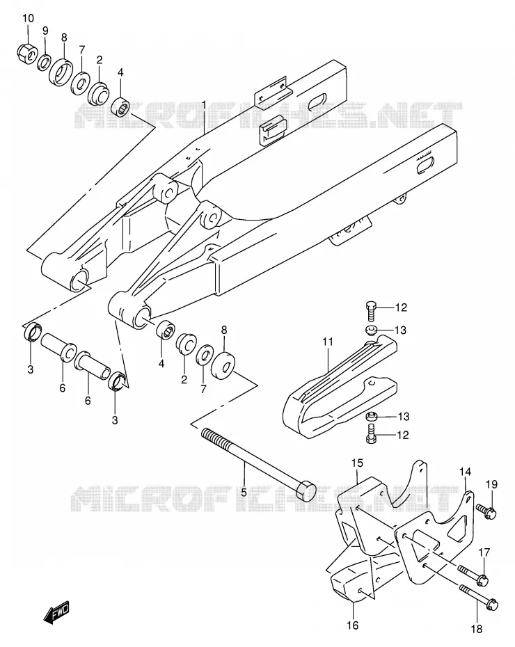 BRAS OSCILLANT ARRIERE (MODELE K2) Suzuki MOTO 85 RM 2002  RM85K2(P3/P28)