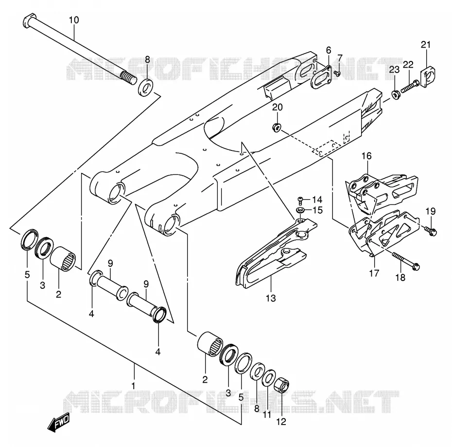 BRAS OSCILLANT ARRIERE (MODELE K5/K6) Suzuki MOTO 125 RM 2002  RM125K2(E3/E28)