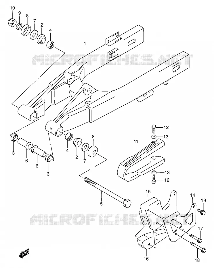 BRAS OSCILLANT ARRIERE Suzuki MOTO 80 RM 2001  RM80K1(P3/P28)