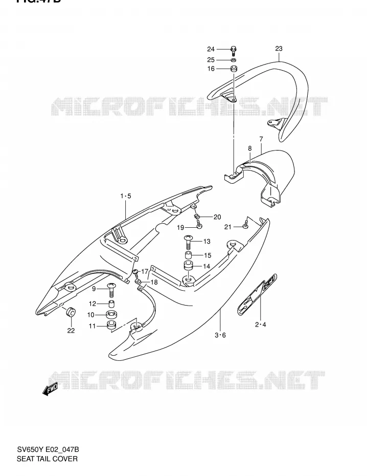 CARENAGE ARRIERE - CAPOT DE SELLE (MODELE K2) Suzuki MOTO 650 SV-S 2000  SV650SY(E2)