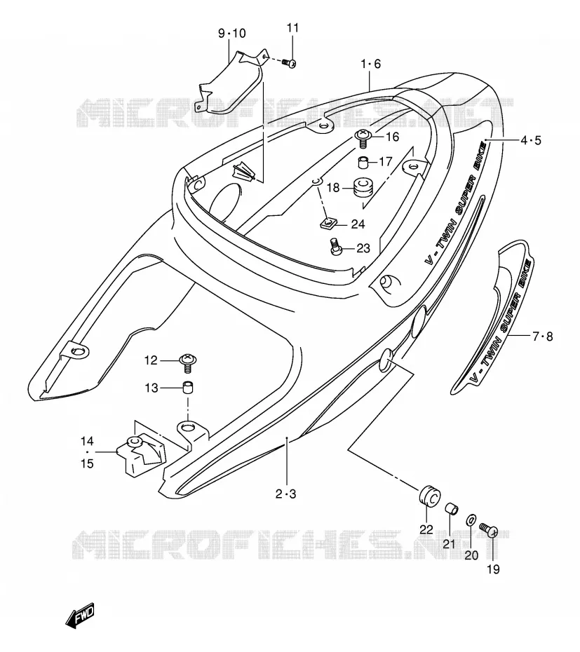 CARENAGES ARRIERE  (MODELE K1) Suzuki MOTO 1000 TL-R 2002  TL1000RK2(E2)