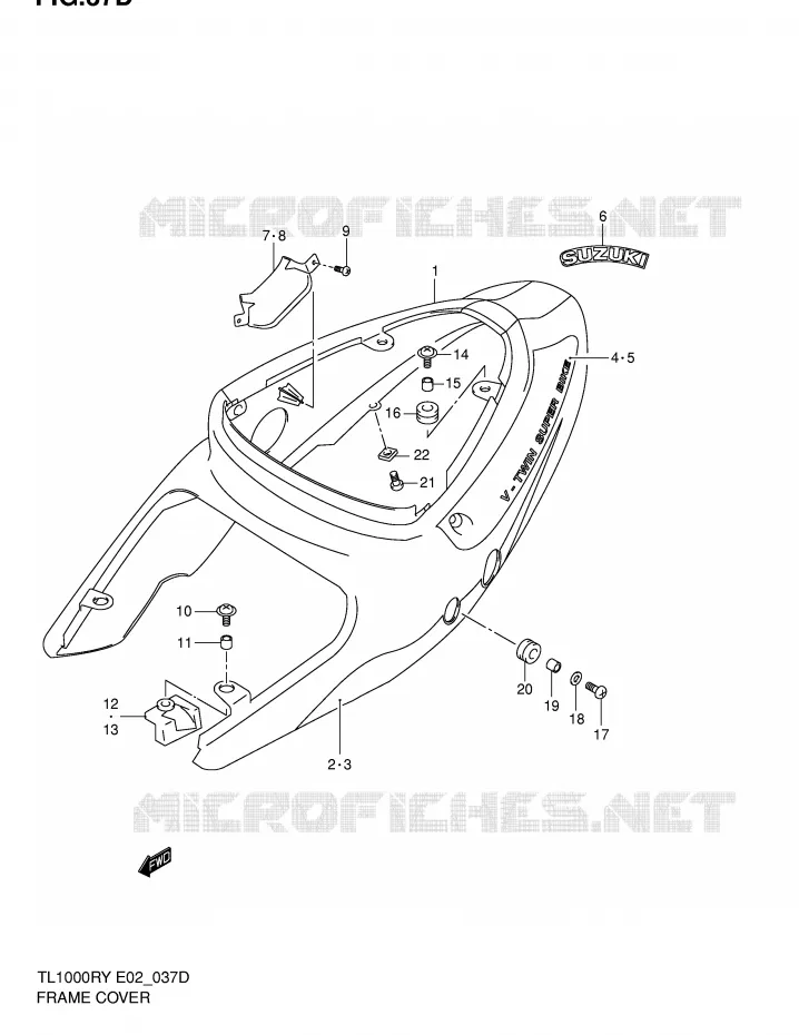 CARENAGES ARRIERE  (MODELE K2) Suzuki MOTO 1000 TL-R 2001  TL1000RK1(E2)