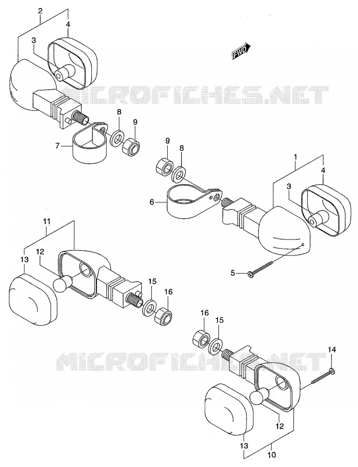 CLIGNOTANTS (EXCEP MODELE W P4, P53) Suzuki MOTO 50 RMX 2001  RMX50K1