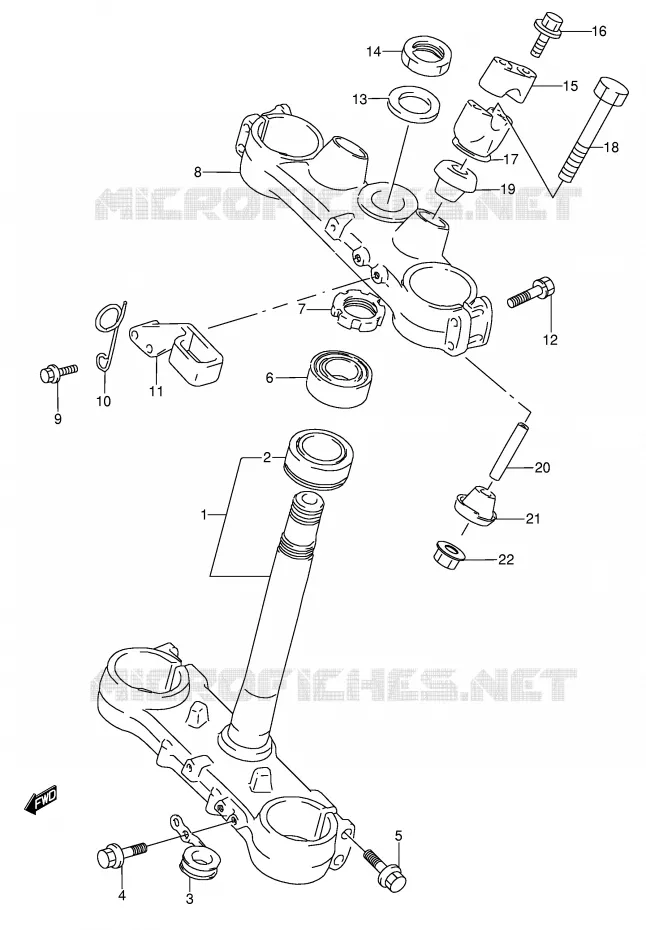 COLONNE DE DIRECTION (MODELE T) Suzuki MOTO 250 RMX 1990  RMX250L(E1)