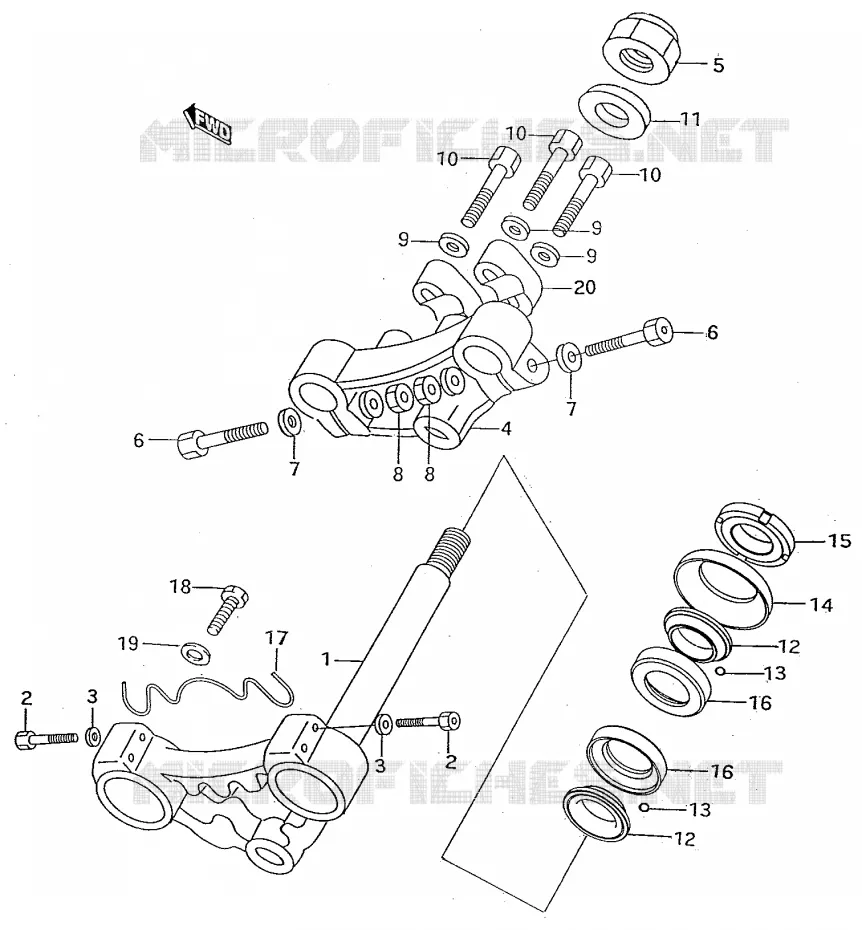 COLONNE DE DIRECTION Suzuki MOTO 50 RMX 1998  RMX50W
