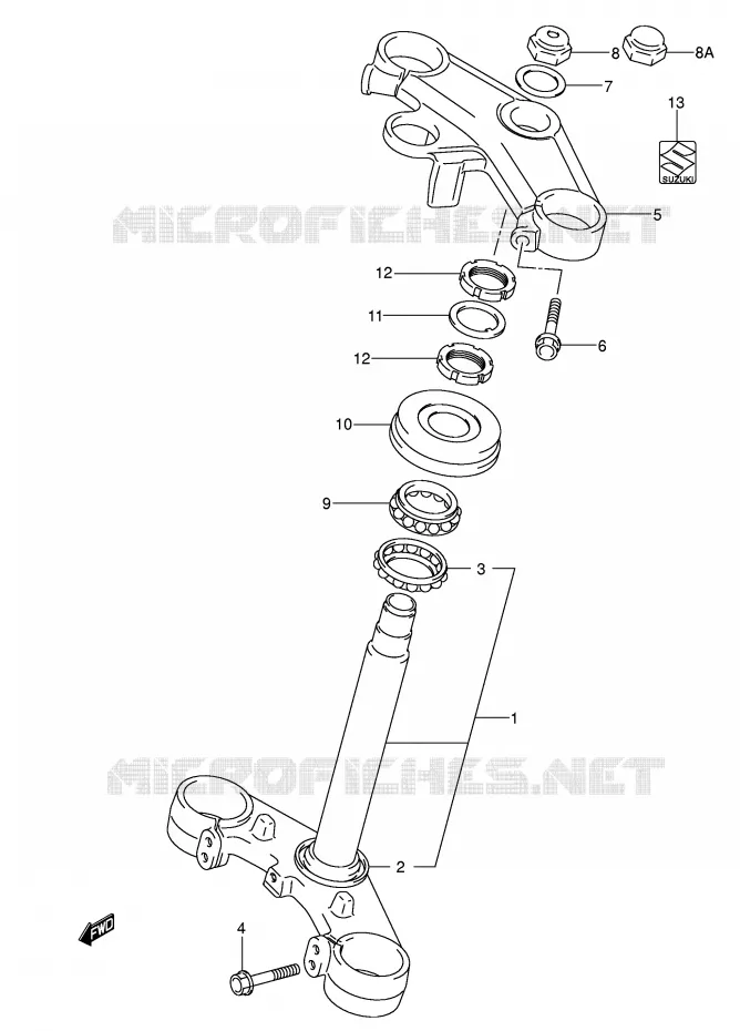 COLONNE DE DIRECTION (VOIR NOTE) Suzuki MOTO 650 SV-S 2004  SV650SK4(E2)