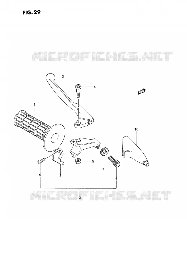 ENSEMBLE LEVIER - POIGNEE GAUCHE (MODELE G/H/J) Suzuki MOTO 80 RM 1992  RM80N(E3)