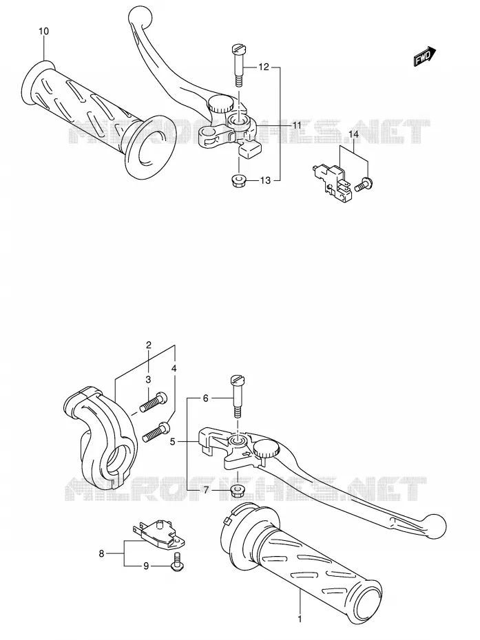 ENSEMBLE LEVIERS - POIGNEES (SV1000S/S1/S2) Suzuki MOTO 1000 SV 2005  SV1000SK5(E2)