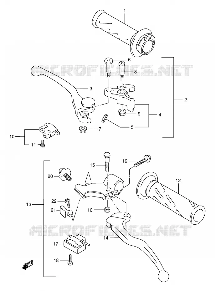 ENSEMBLE LEVIERS - POIGNEES Suzuki MOTO 1000 TL-S 1997  TL1000SV(E2)