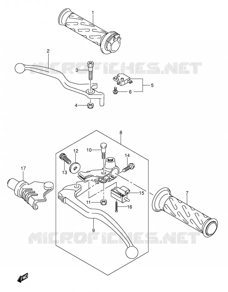 ENSEMBLE LEVIERS - POIGNEES Suzuki MOTO 125 VAN-VAN 2006  RV125K6(E19)