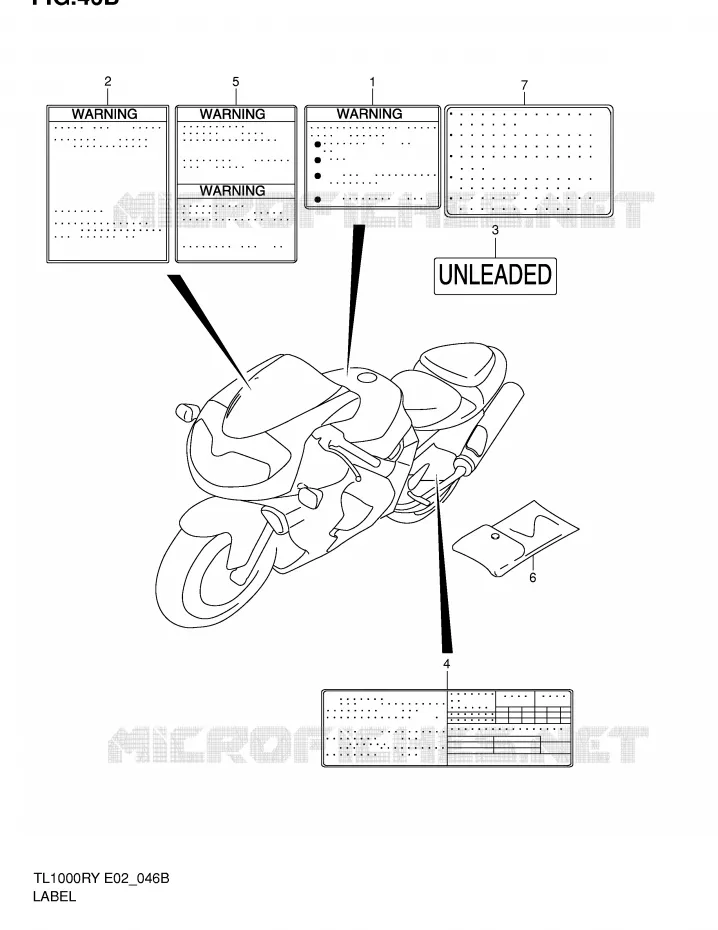 ETIQUETTE (MODELE K2) Suzuki MOTO 1000 TL-R 1998  TL1000RW(E2)