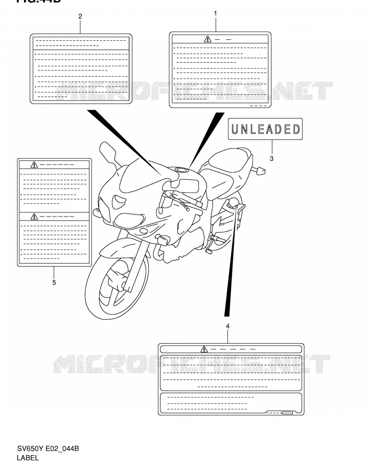 ETIQUETTE (MODELE K2) Suzuki MOTO 650 SV 2000  SV650UY(E2)
