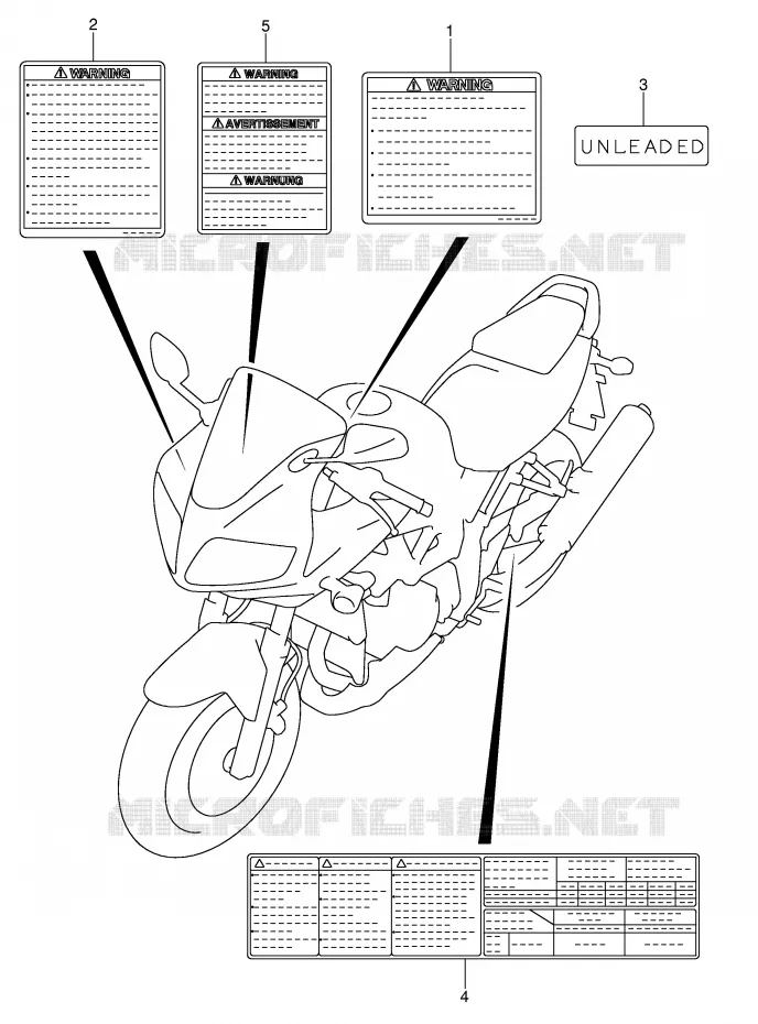 ETIQUETTE (SV1000S/S1/S2) Suzuki MOTO 1000 SV 2005  SV1000S2K5(E2)