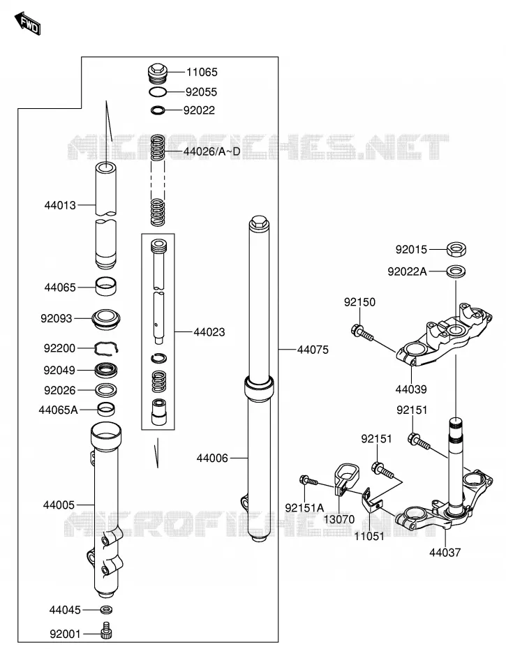 FOURCHE AVANT Suzuki MOTO 65 RM 2004  RM65K4(E24)