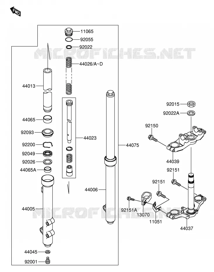FOURCHE AVANT Suzuki MOTO 65 RM 2005  RM65K5(E19)