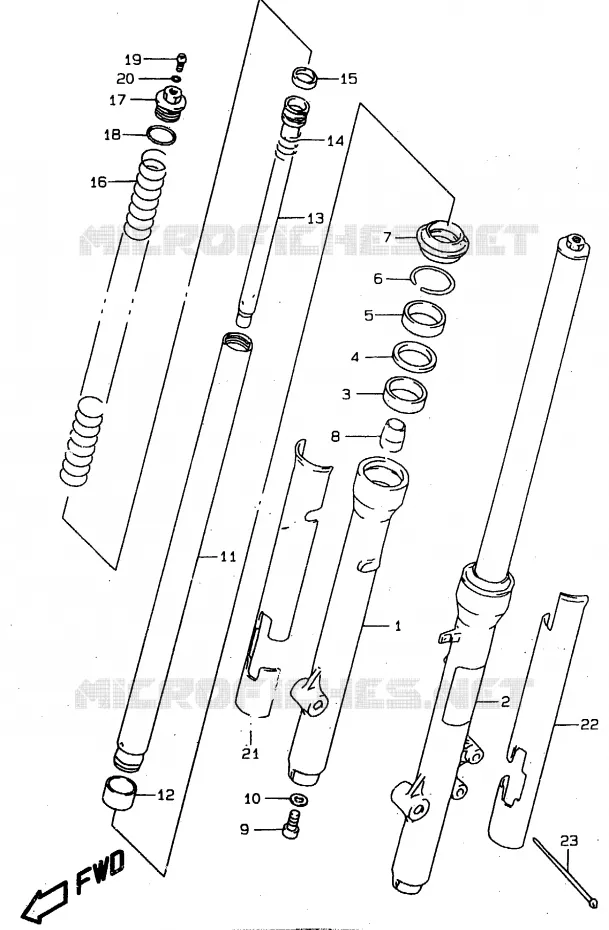 FOURCHE AVANT Suzuki MOTO 80 RM 1996  RM80XT(T/V/W)