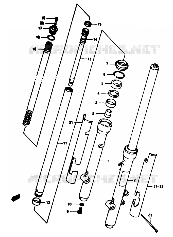 FOURCHE AVANT Suzuki MOTO 80 RM 1997  RM80V(T/V)