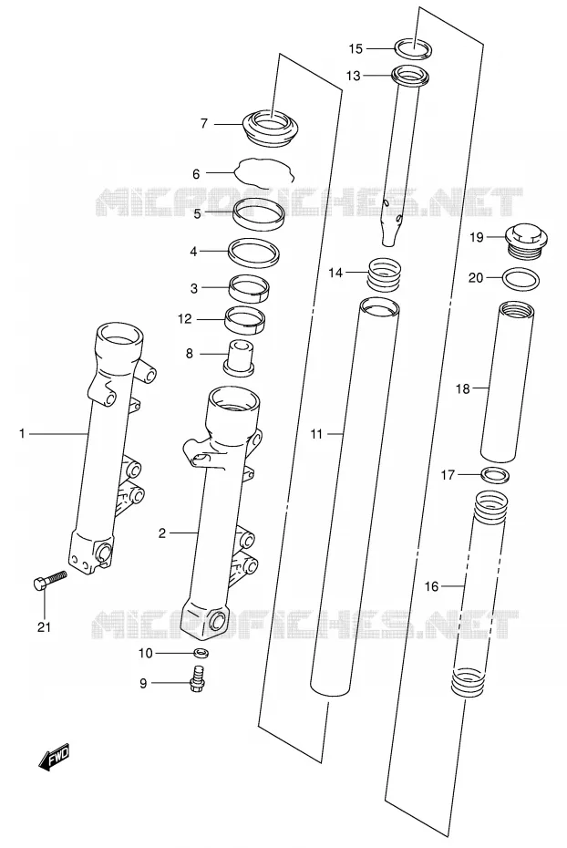 FOURCHE (MODELE X/Y) Suzuki MOTO 650 SV 2001  SV650UK1(E2)