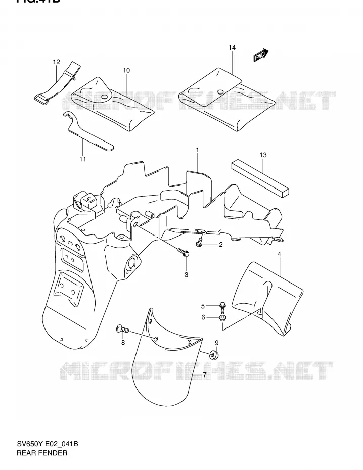 GARDE BOUE ARRIERE (E18) Suzuki MOTO 650 SV 2000  SV650Y(E2)
