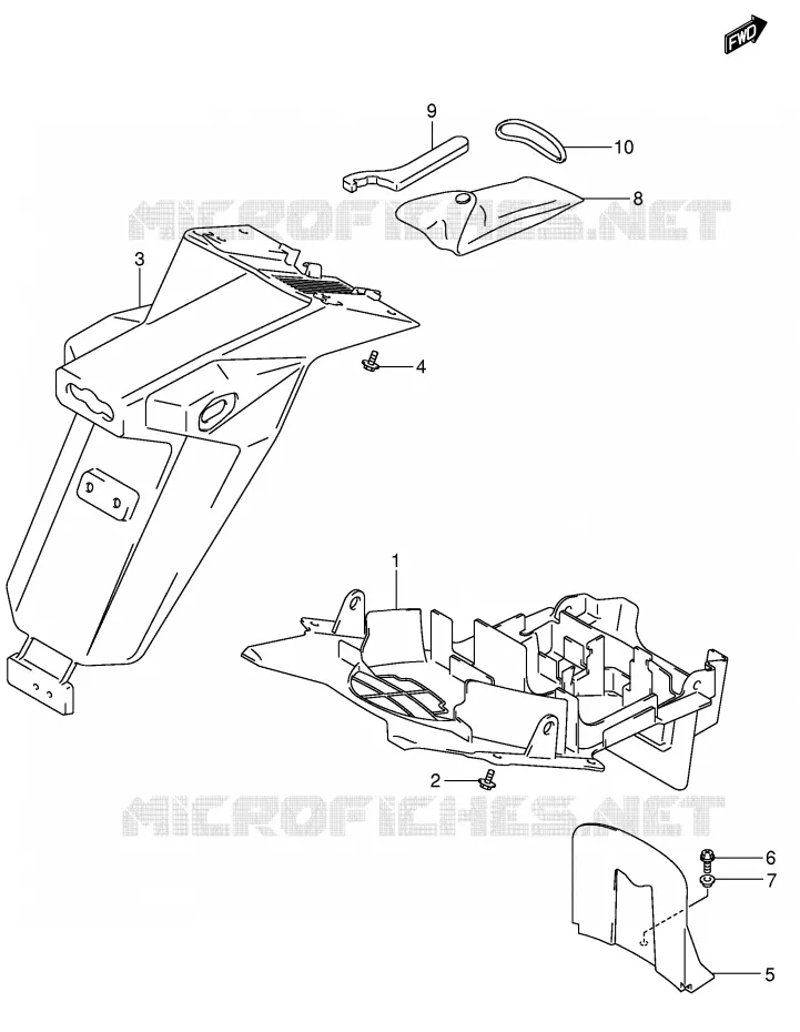 GARDE BOUE ARRIERE (MODELE K3) Suzuki MOTO 650 SV-S 2004  SV650SUK4(E2)