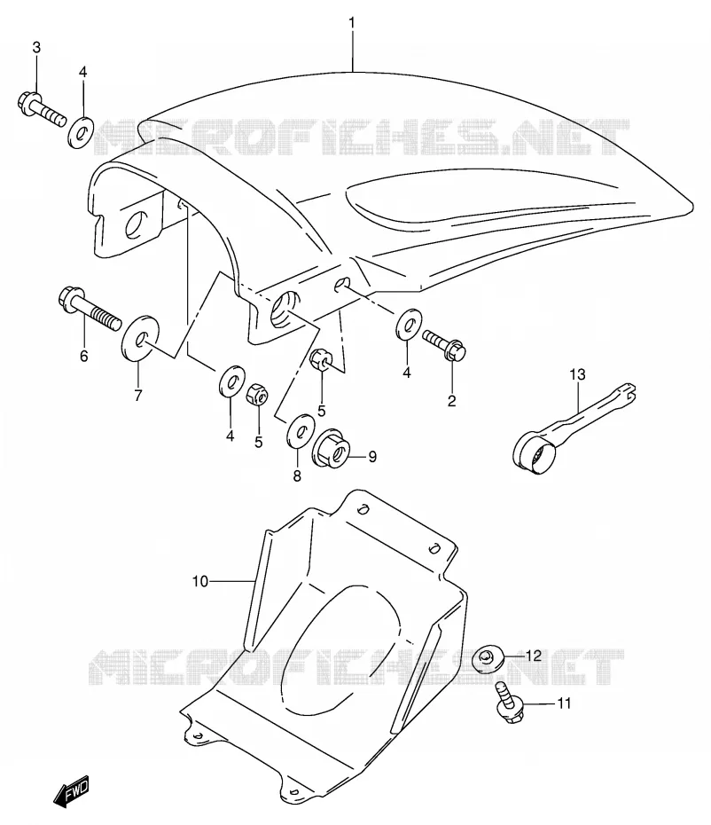 GARDE BOUE ARRIERE Suzuki MOTO 80 RM 2000  RM80Y(P3/P28)