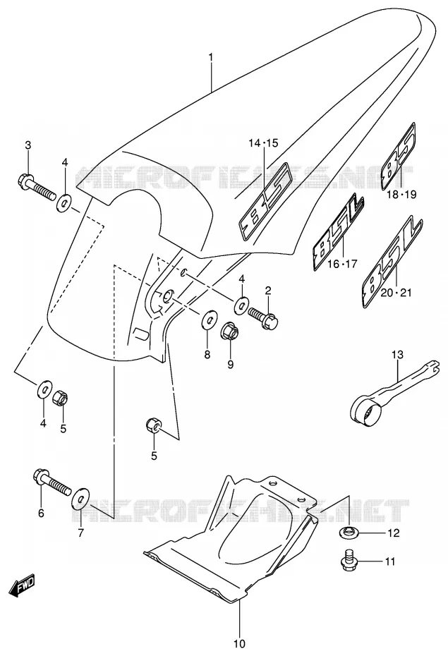 GARDE BOUE ARRIERE Suzuki MOTO 85 RM 2002  RM85K2(P3/P28)