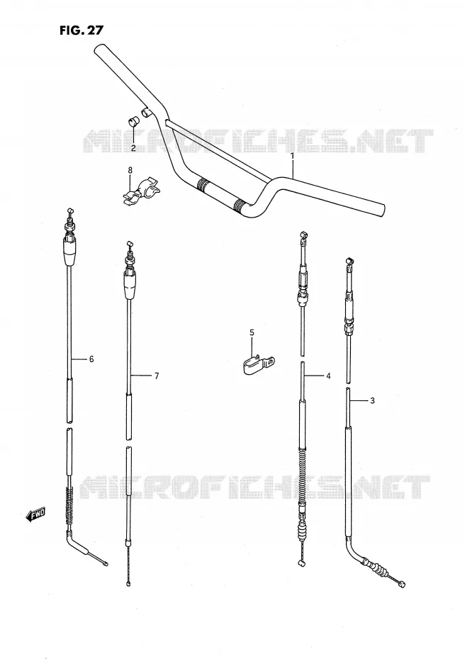 GUIDON - CABLES Suzuki MOTO 80 RM 1988  RM80XJ(E2)
