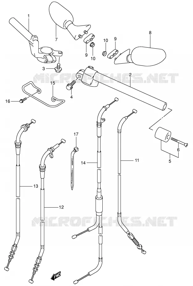 GUIDON (SV650SX/SY/SK1/SK2) Suzuki MOTO 650 SV 2001  SV650K1(E2)