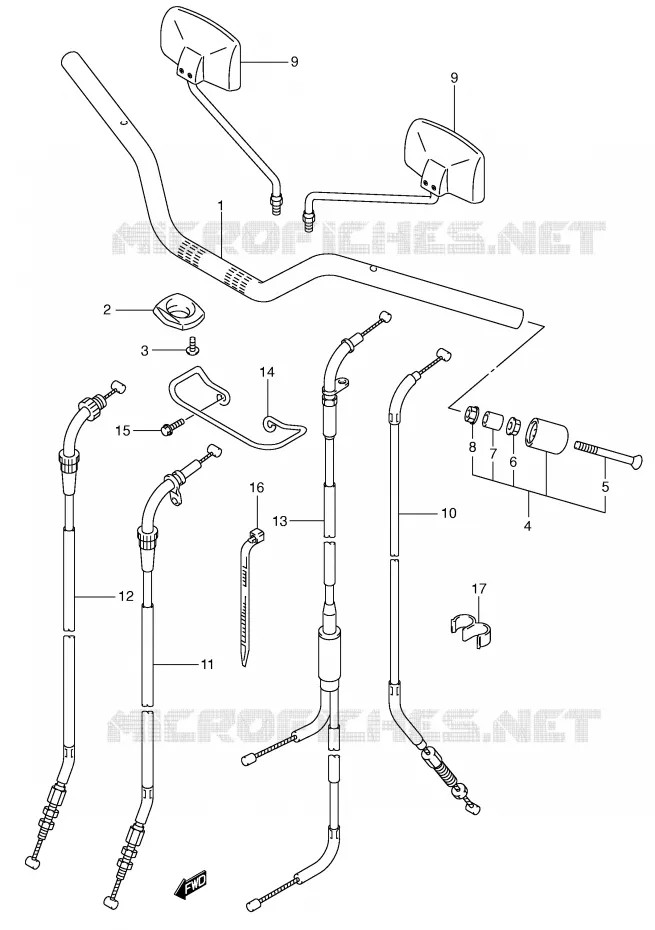 GUIDON (SV650X/Y/K1/K2) Suzuki MOTO 650 SV 2002  SV650K2(E2)